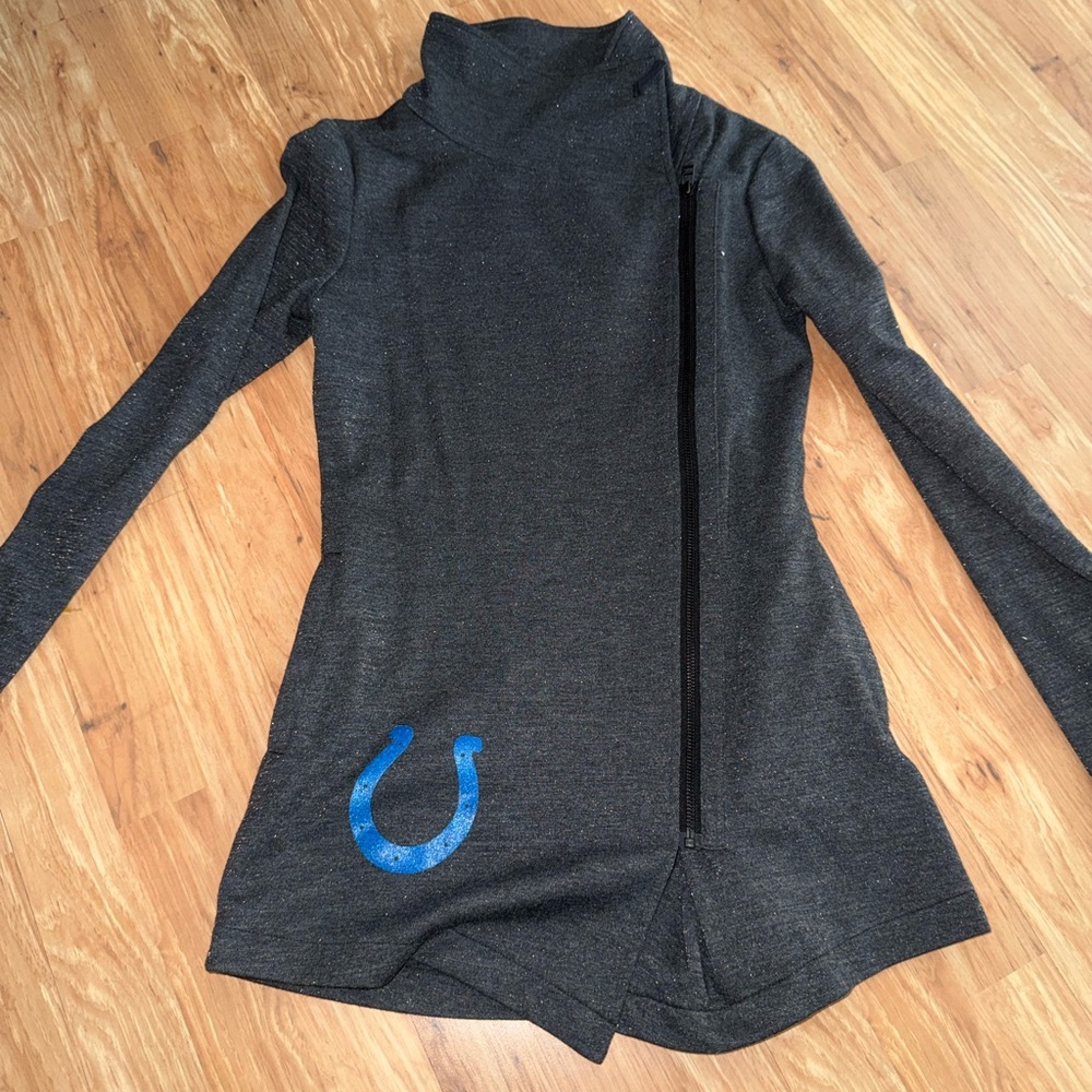 Gray Long Sleeve Zip-Up Top with Colts logo